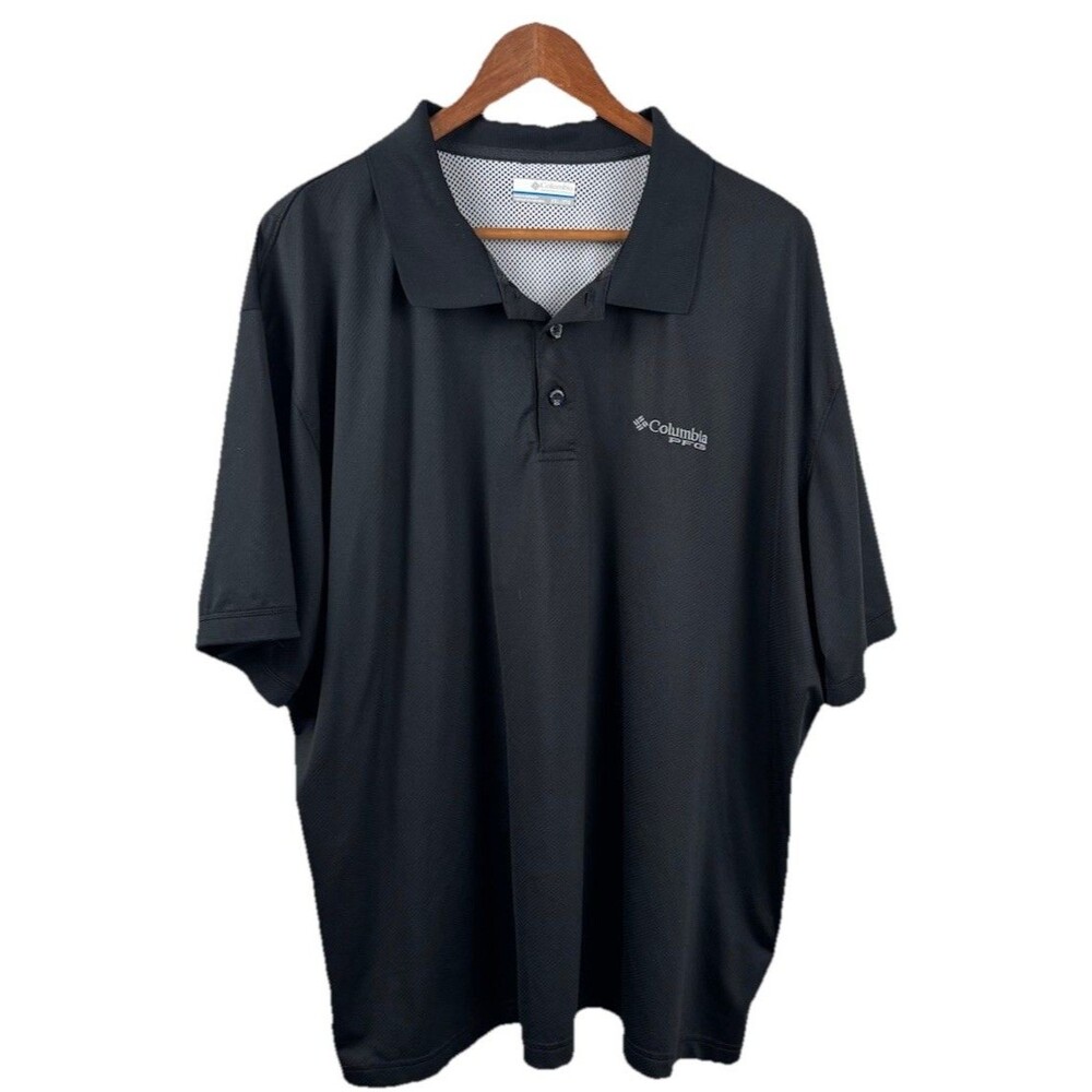 Columbia Shirt Mens 2XL Black PFG Short Sleeve Vented Omni-Shade Fishing Outdoor